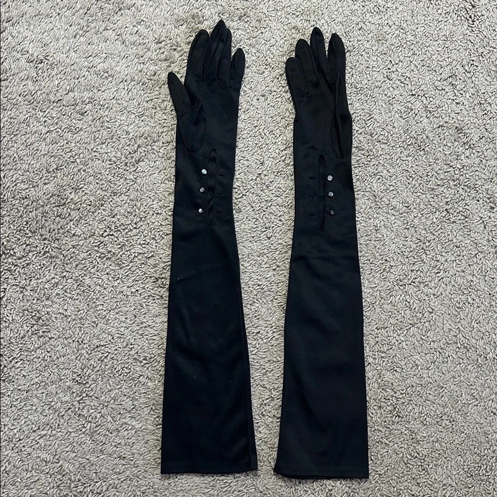 Vintage Elegant Black Long Opera Gloves - Picture 4 of 5